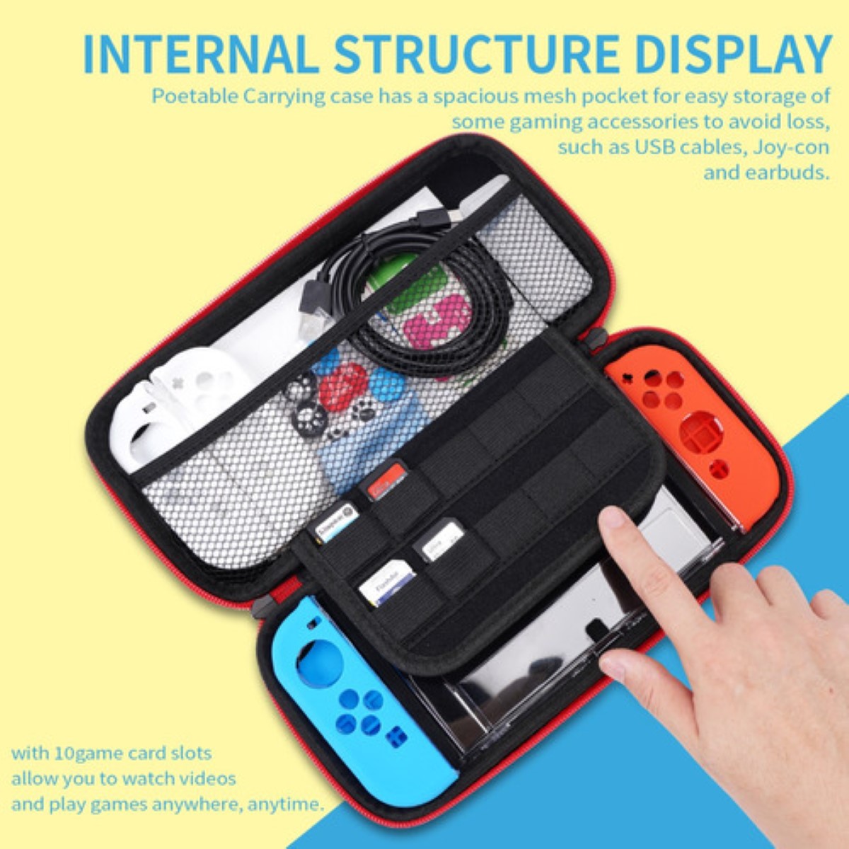 "Kit De 30 Accesorios Funda Para Nintendo Switch Oled Estuche Rojo "