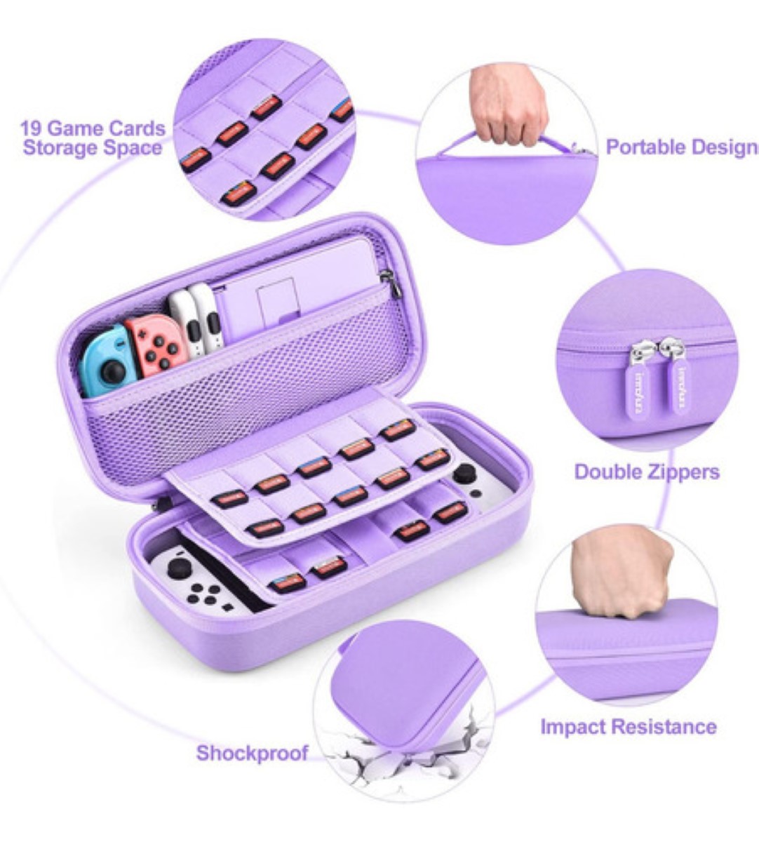 "Kit De Accesorios Para Nintendo Switch Oled Estuche 18 En 1 Lila "