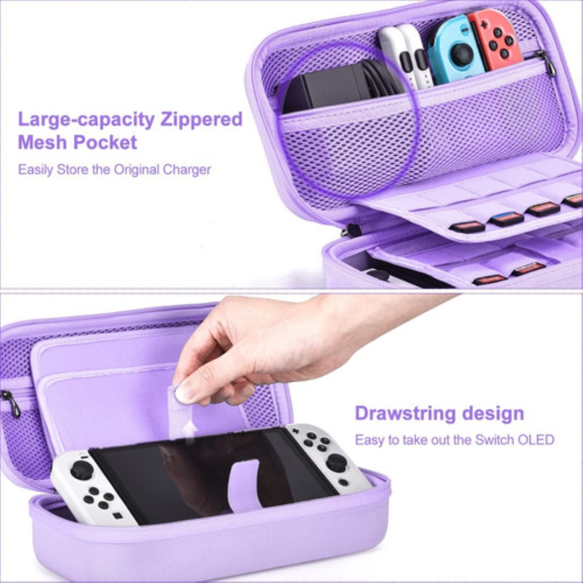 "Kit De Accesorios Para Nintendo Switch Oled Estuche 18 En 1 Lila "