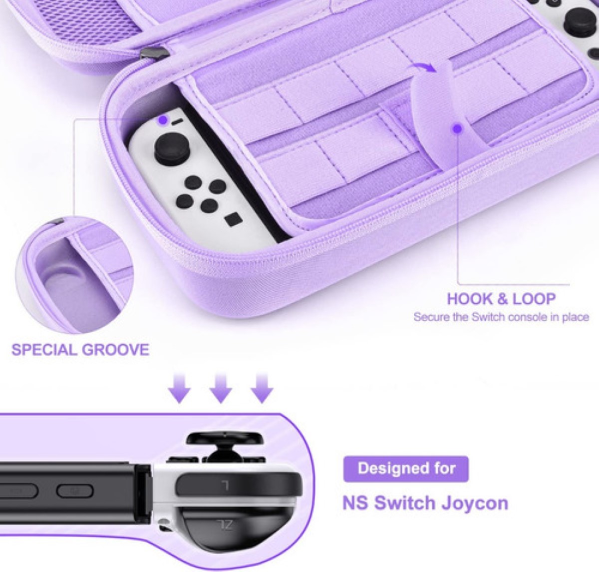 "Kit De Accesorios Para Nintendo Switch Oled Estuche 18 En 1 Lila "