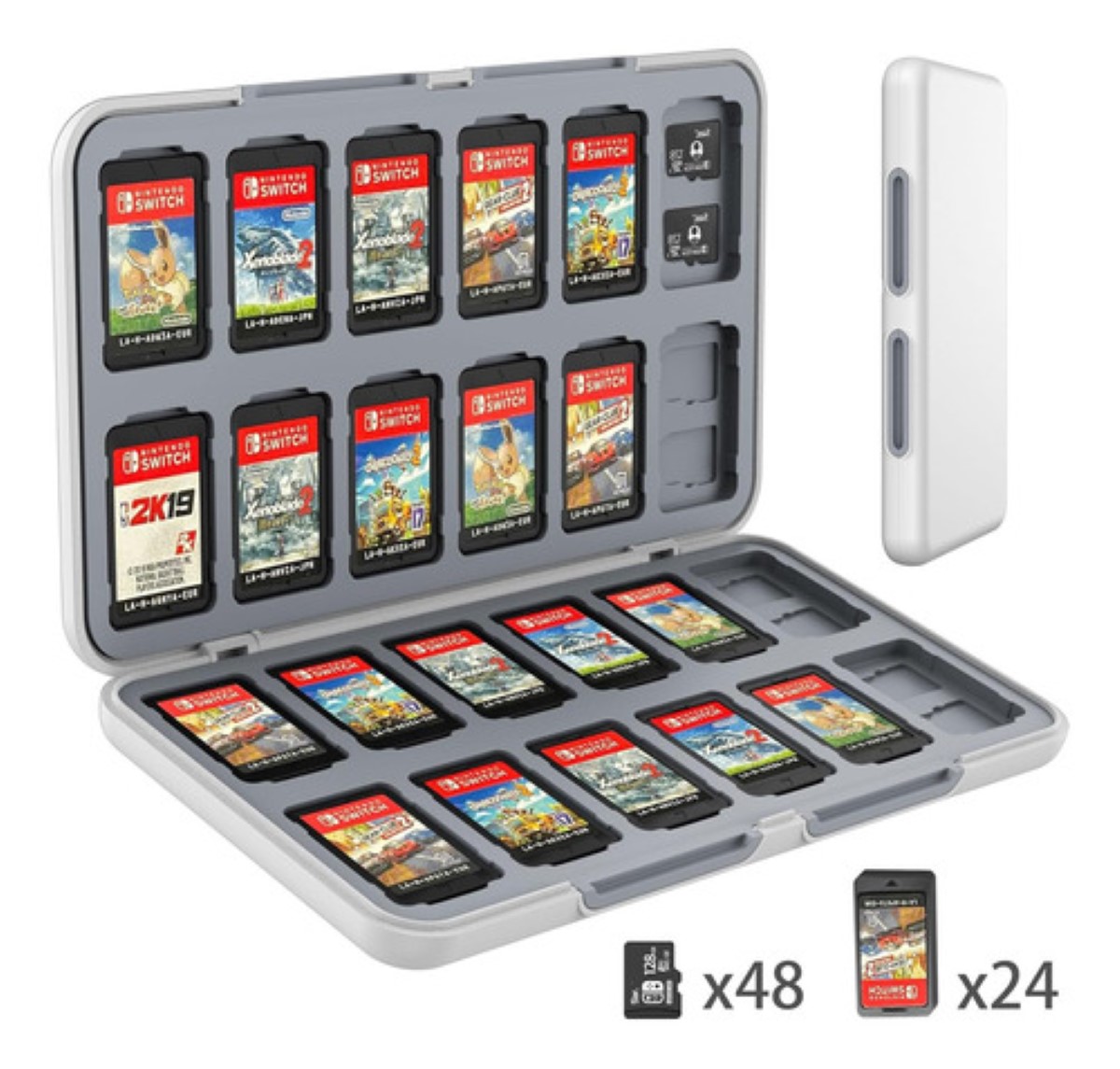 "24 Tarjetas Estuche De De Juego Para Nintendo Switch/ Oled Gris "