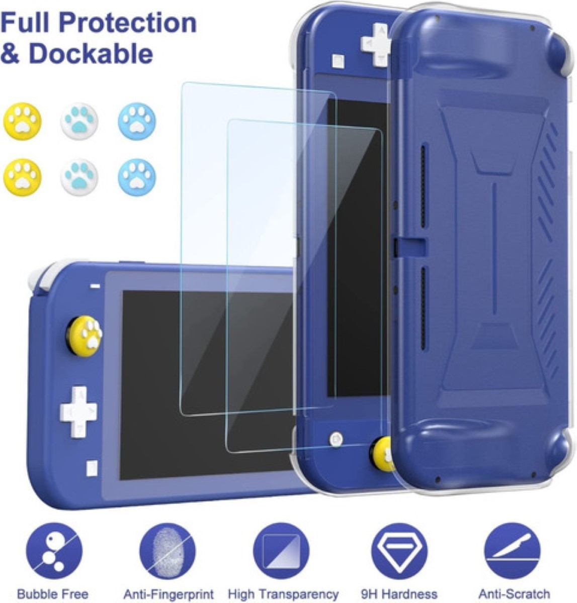"Kit Accesorios Con Estuche Para Switch Lite 15 En 1 Azul Marino "