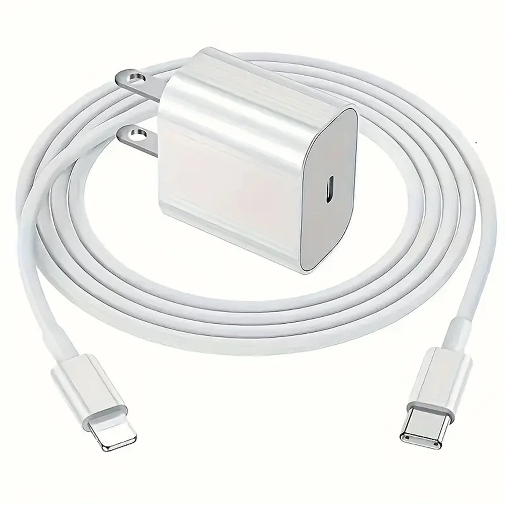 Cargador para Iphone 22 W cable y cubo.