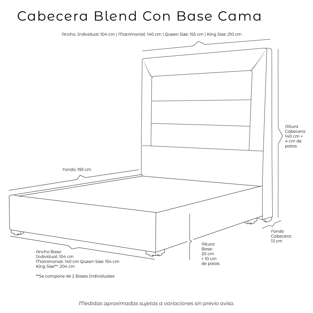 Cabecera Individual Dicasa Blend Con Base Cama Mostaza
