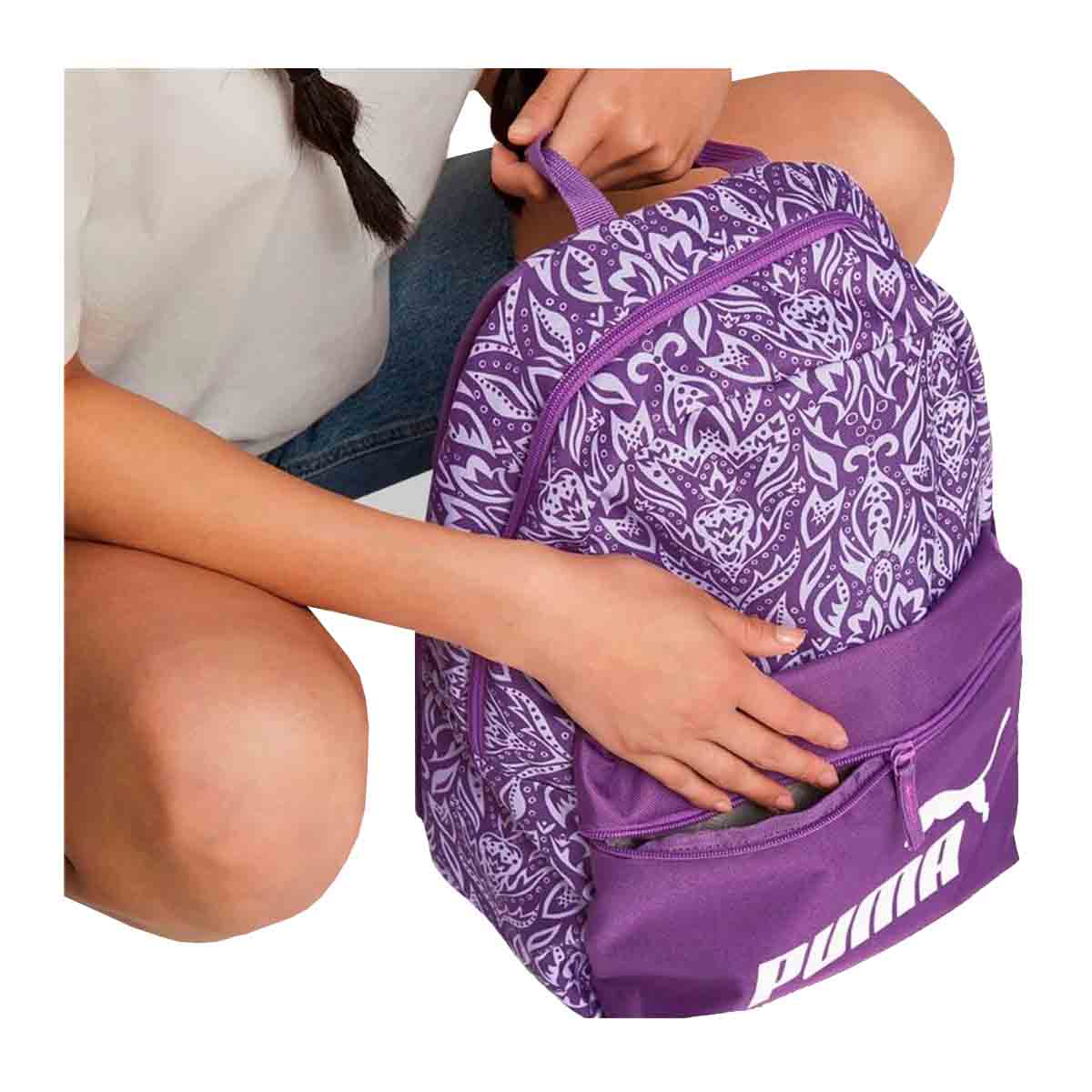 Mochila Puma Phase Morada Blanco Mujer Deportiva Original