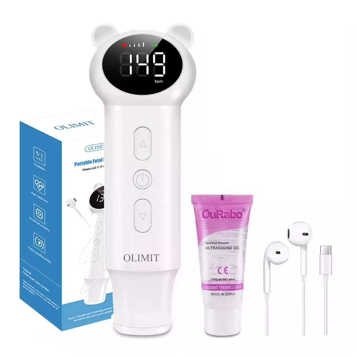 Baby Detector De Frecuencia Cardíaca Fetal Portátil Doppler Blanco