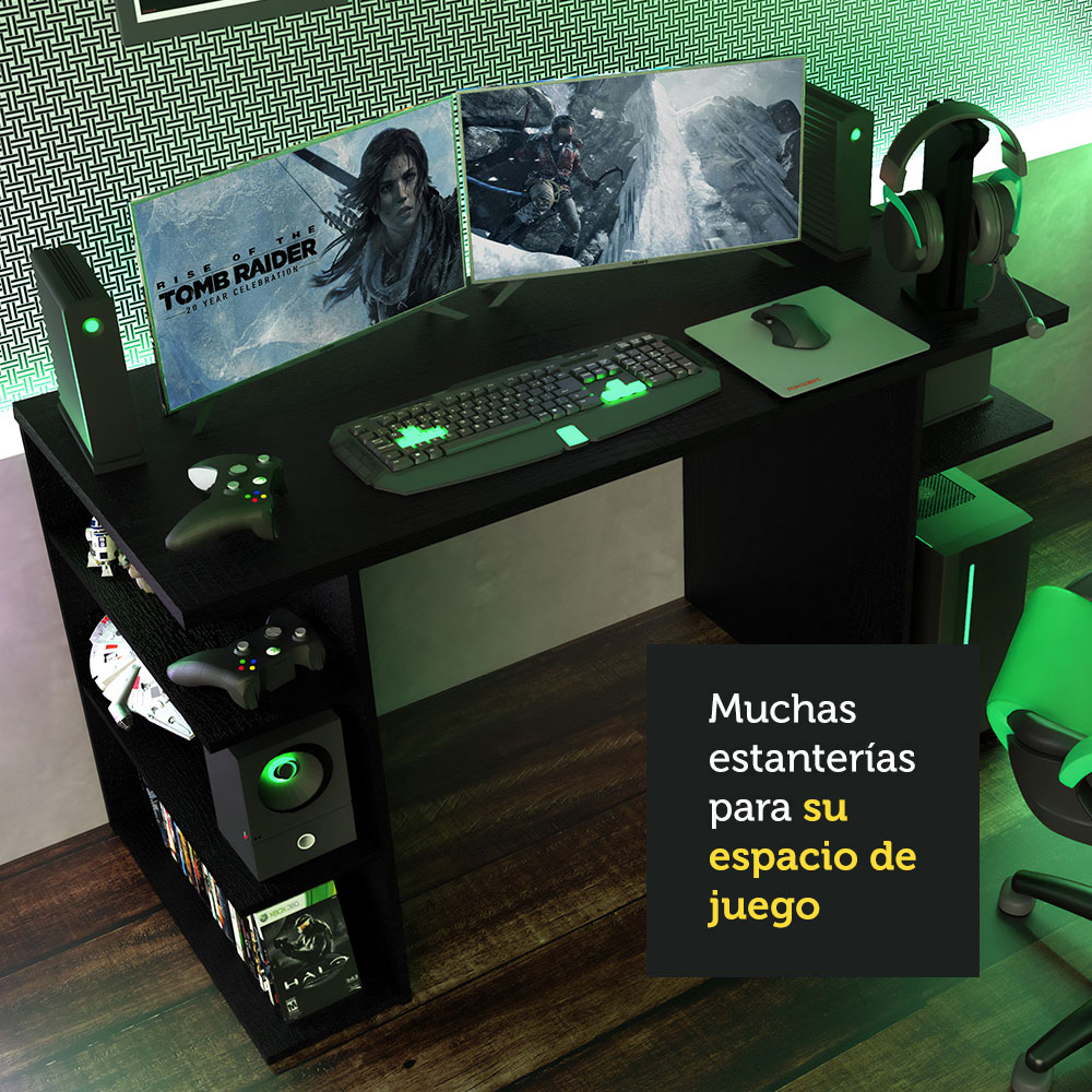 Escritorio Gamer Madesa Para Pc y Consola Negro.