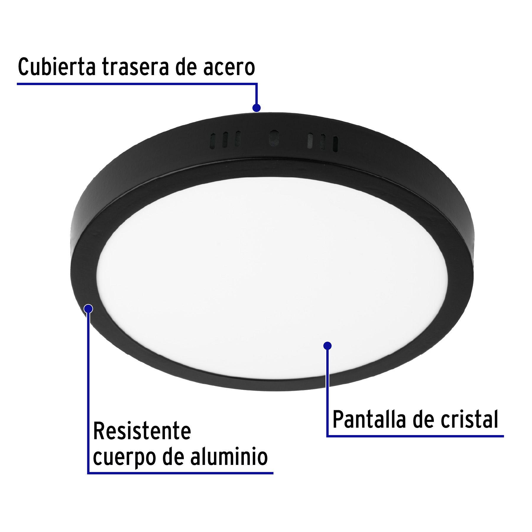 LUMINARIO LED TIPO PLAFÓN 18 W, REDONDO, LUZ DE DÍA, NEGRO VOLTECK 47397