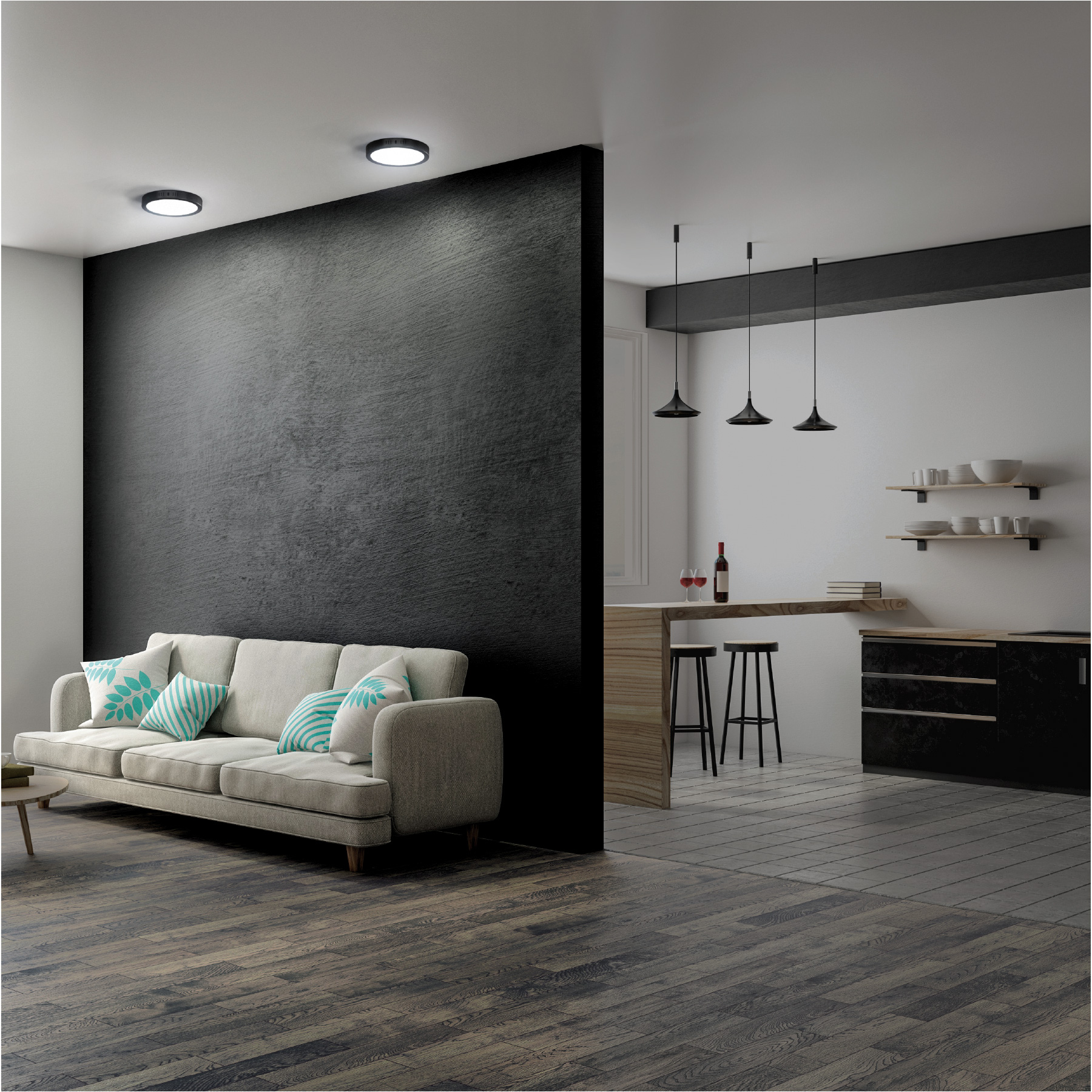 LUMINARIO LED TIPO PLAFÓN 18 W, REDONDO, LUZ DE DÍA, NEGRO VOLTECK 47397