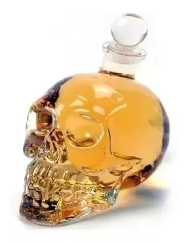 Licorera Cráneo Calavera De Cristal Con Tapón Cristal Transparente.