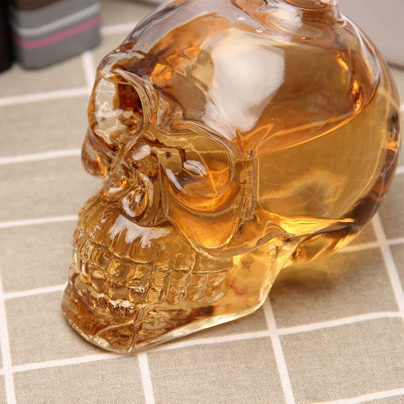 Licorera Cráneo Calavera De Cristal Con Tapón Cristal Transparente.