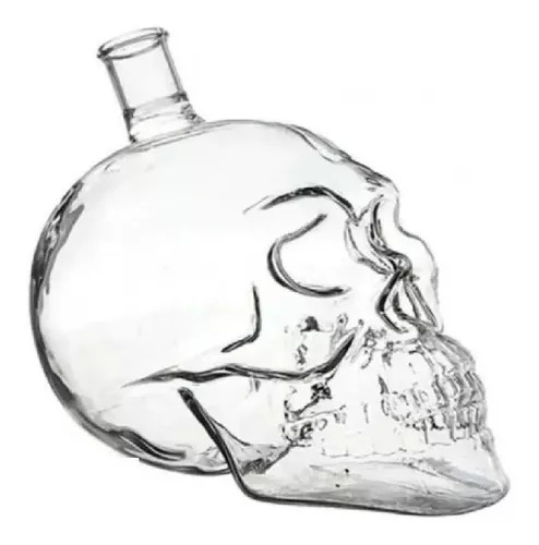 Licorera Cráneo Calavera De Cristal Con Tapón Cristal Transparente.