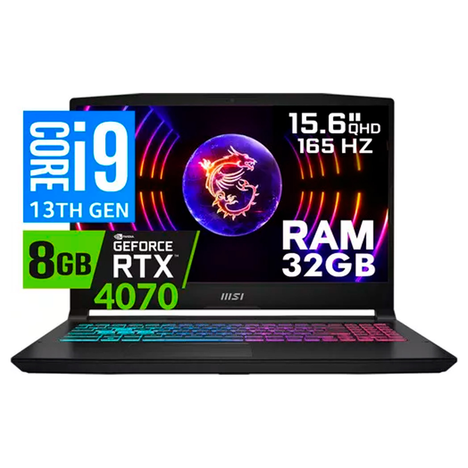 Laptop MSI Pulse 15 Gaming Core I9 13900H RTX 4070 1TB 32GB W11H Negro.