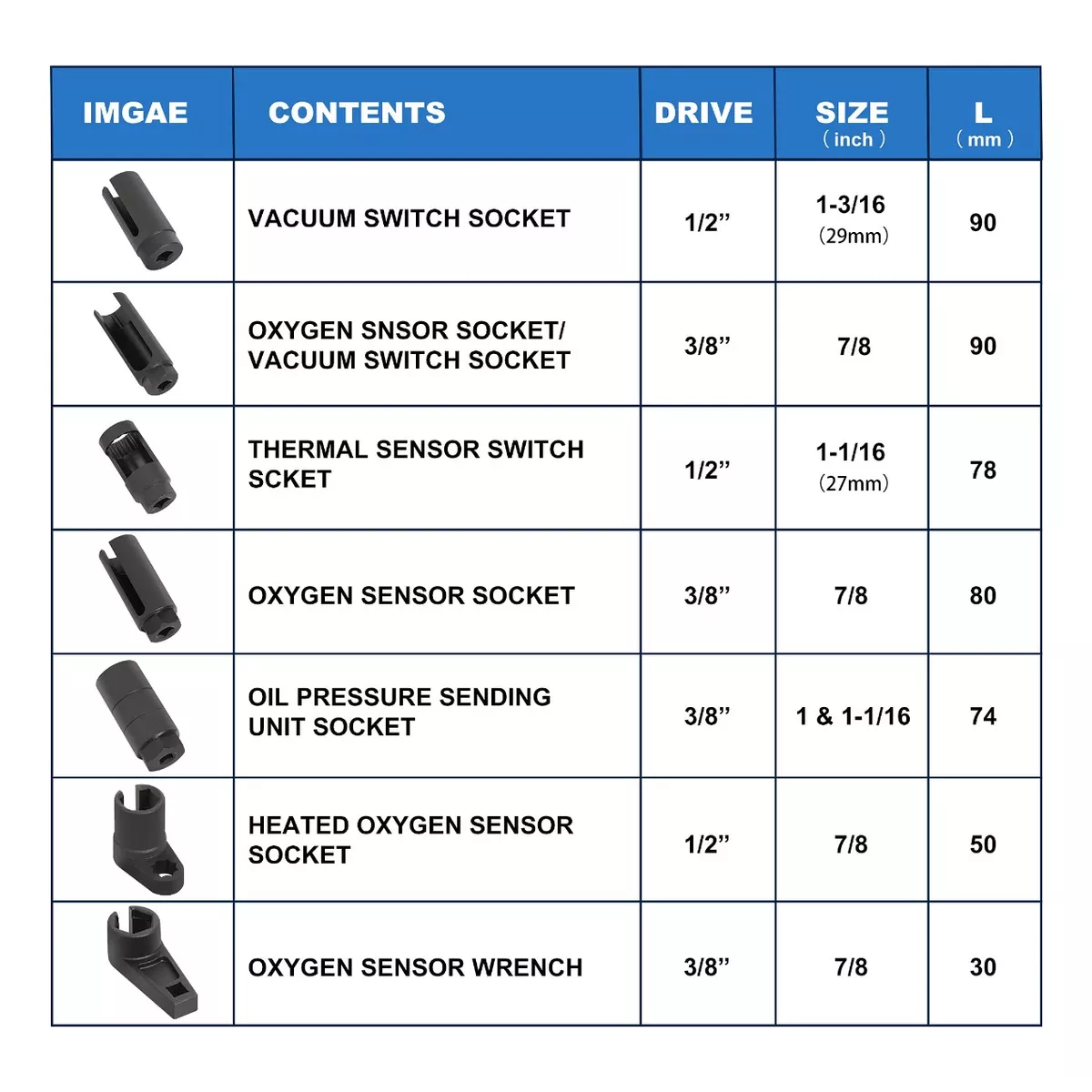 Kit Dado Para Sensor De Oxígeno Y Aceite 7 Piezas Automotivo