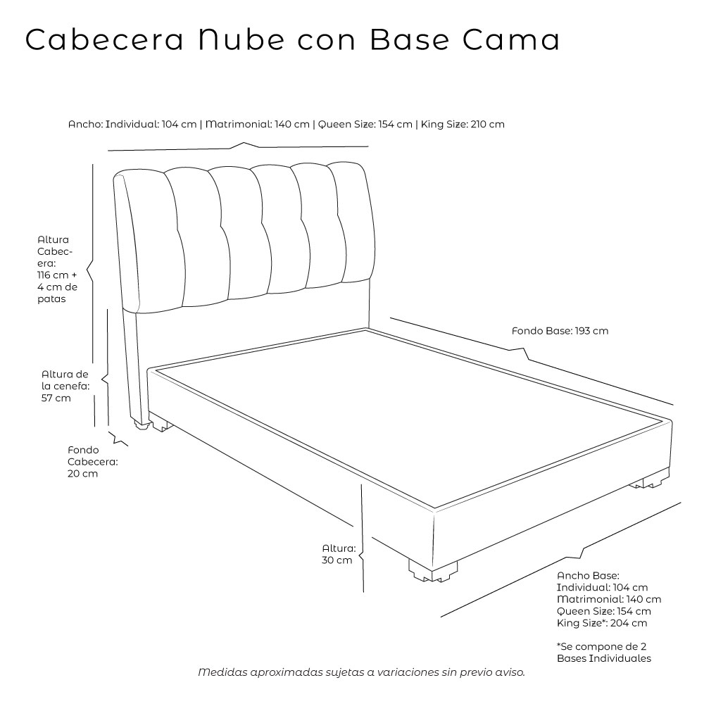 Cabecera King Size Dicasa Nube con Base Cama Belucci Negro