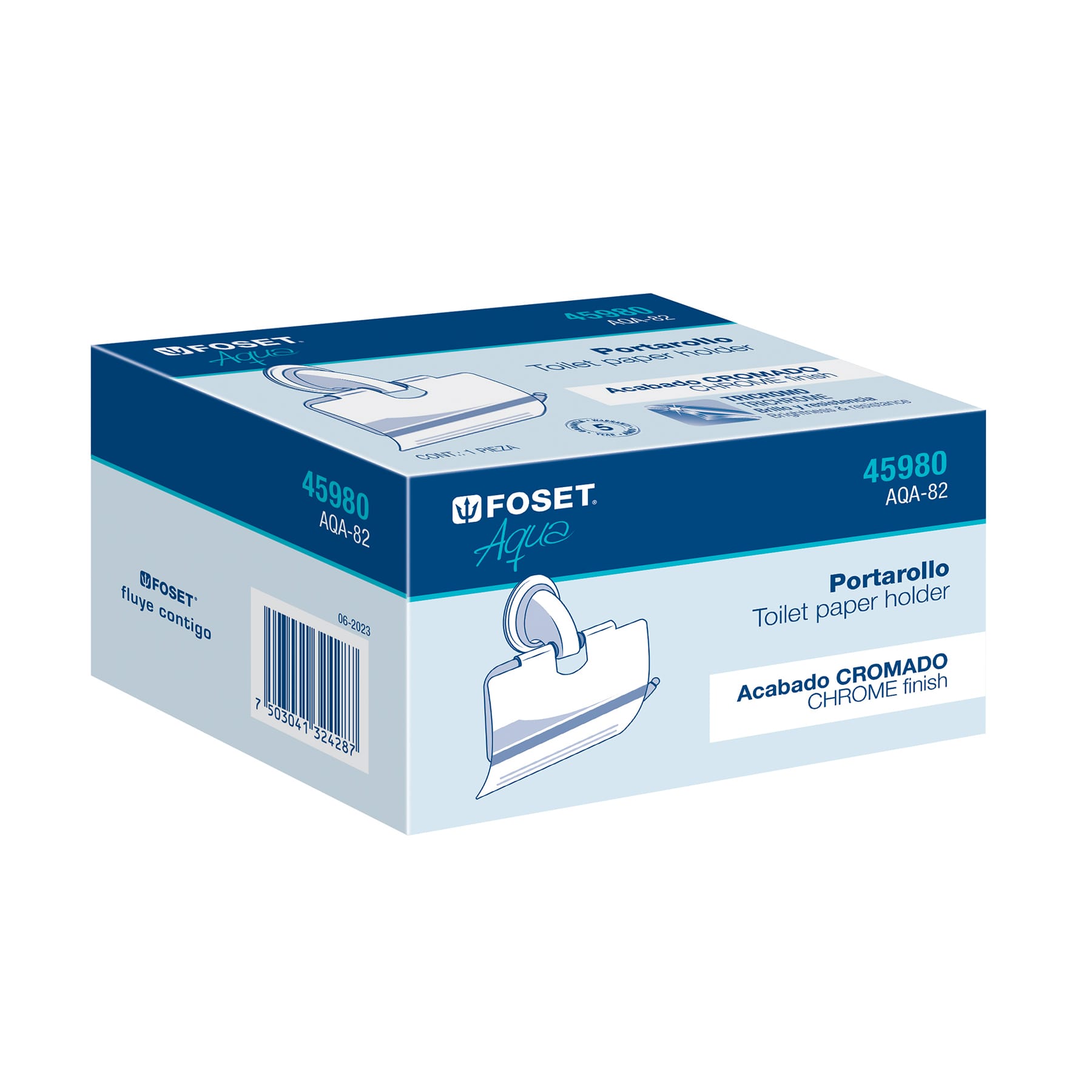 PORTARROLLO METÁLICO ACABADO CROMO, FOSET AQUA 45980