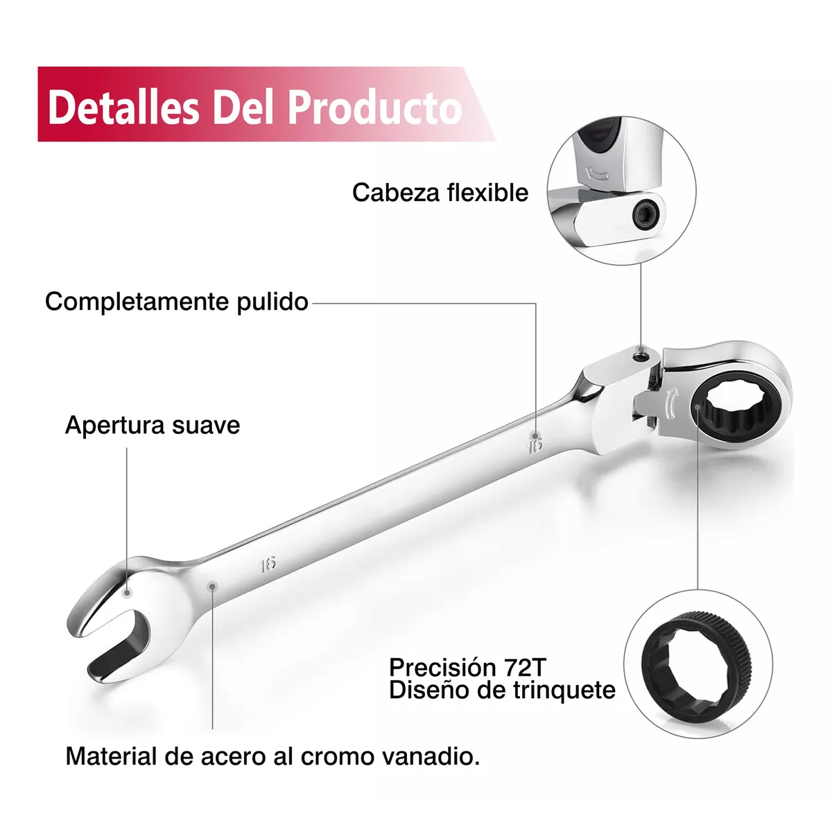 Kit De Llaves De Matraca Mecánicas 6-24 Mm 16 Piezas