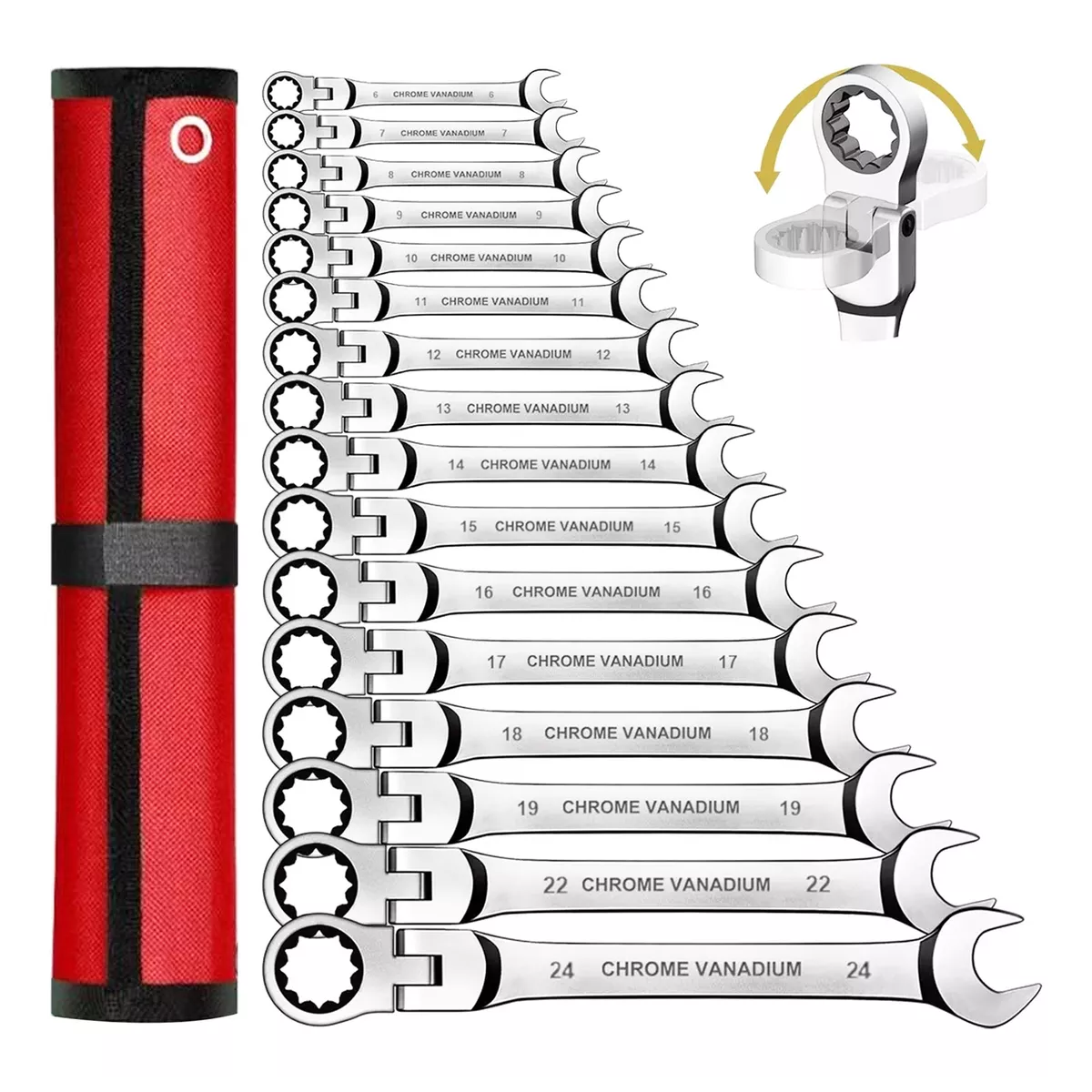 Kit De Llaves De Matraca Mecánicas 6-24 Mm 16 Piezas