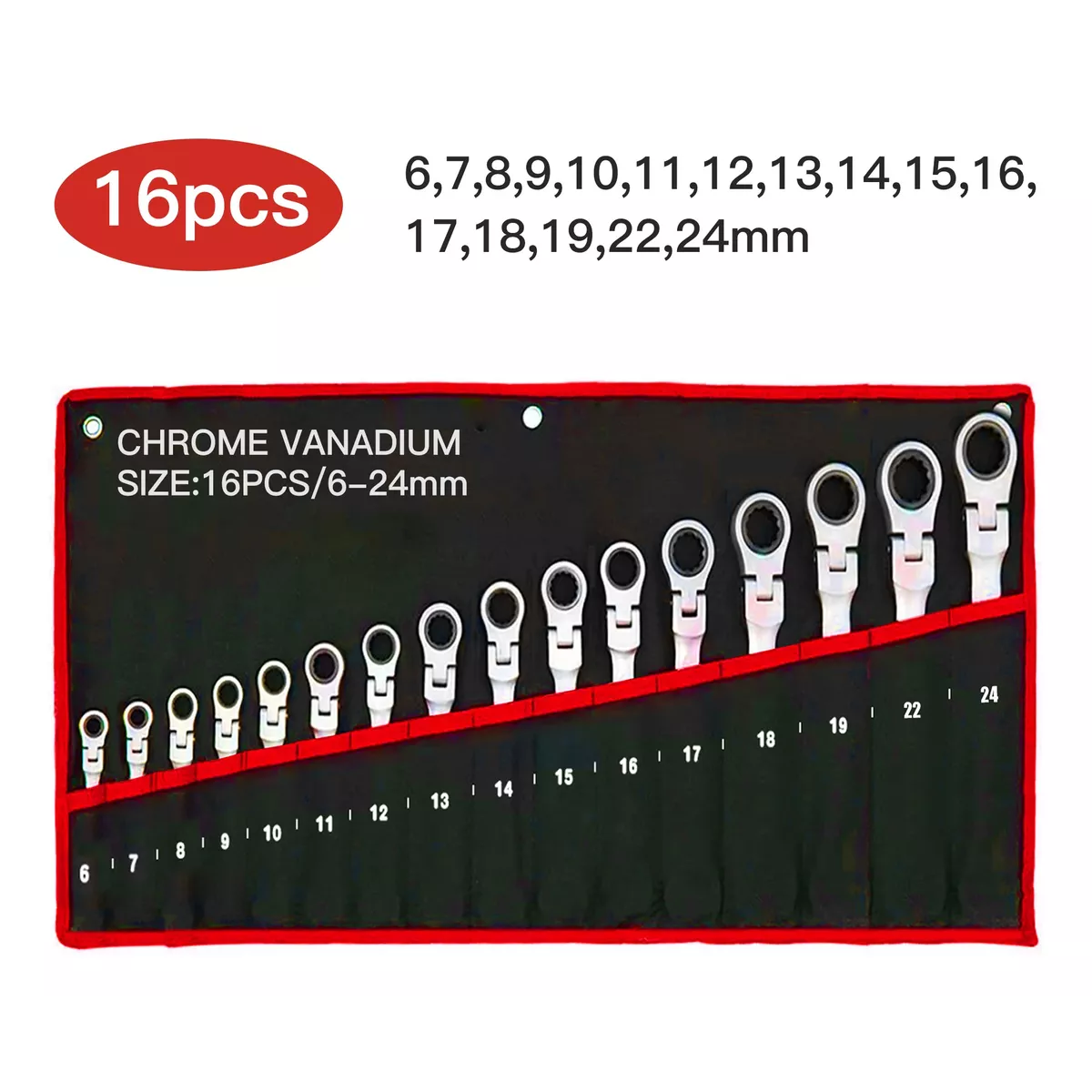 Kit De Llaves De Matraca Mecánicas 6-24 Mm 16 Piezas