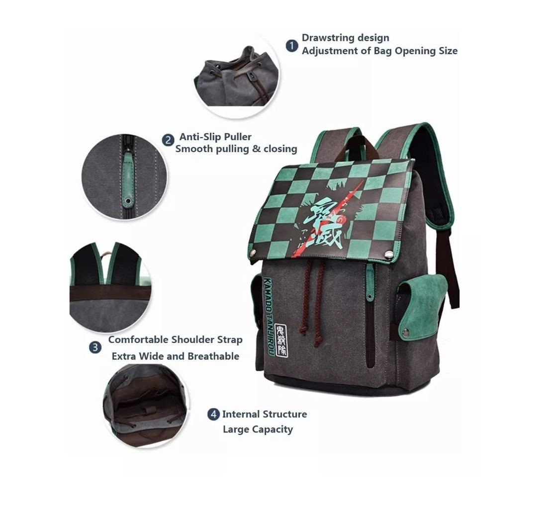 Demon Slayer Anime Backpack Mochila Moda Anime T.