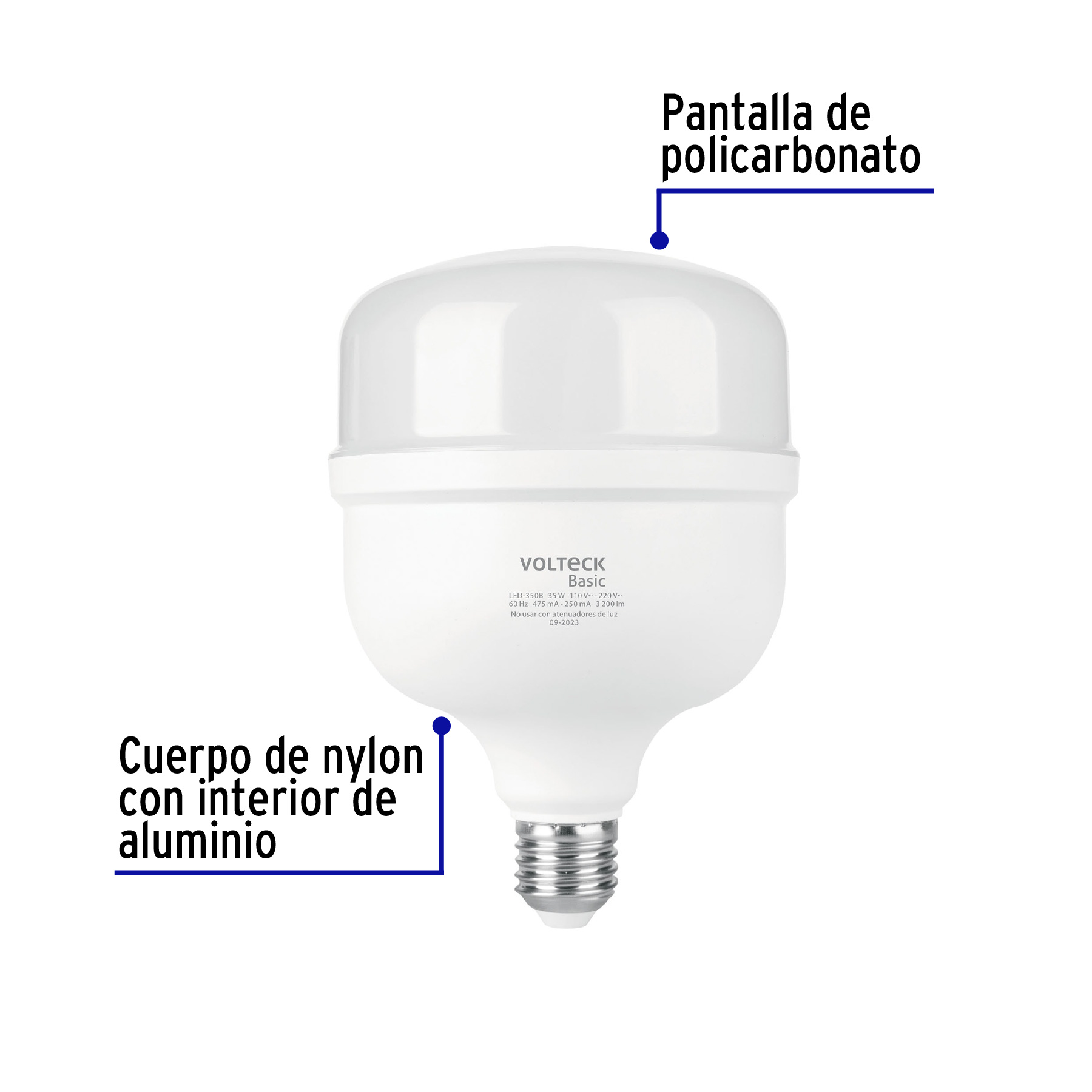 LÁMPARA LED ALTA POTENCIA 35W (EQUIV. 300W) LUZ DE DÍA VOLTECK 28208