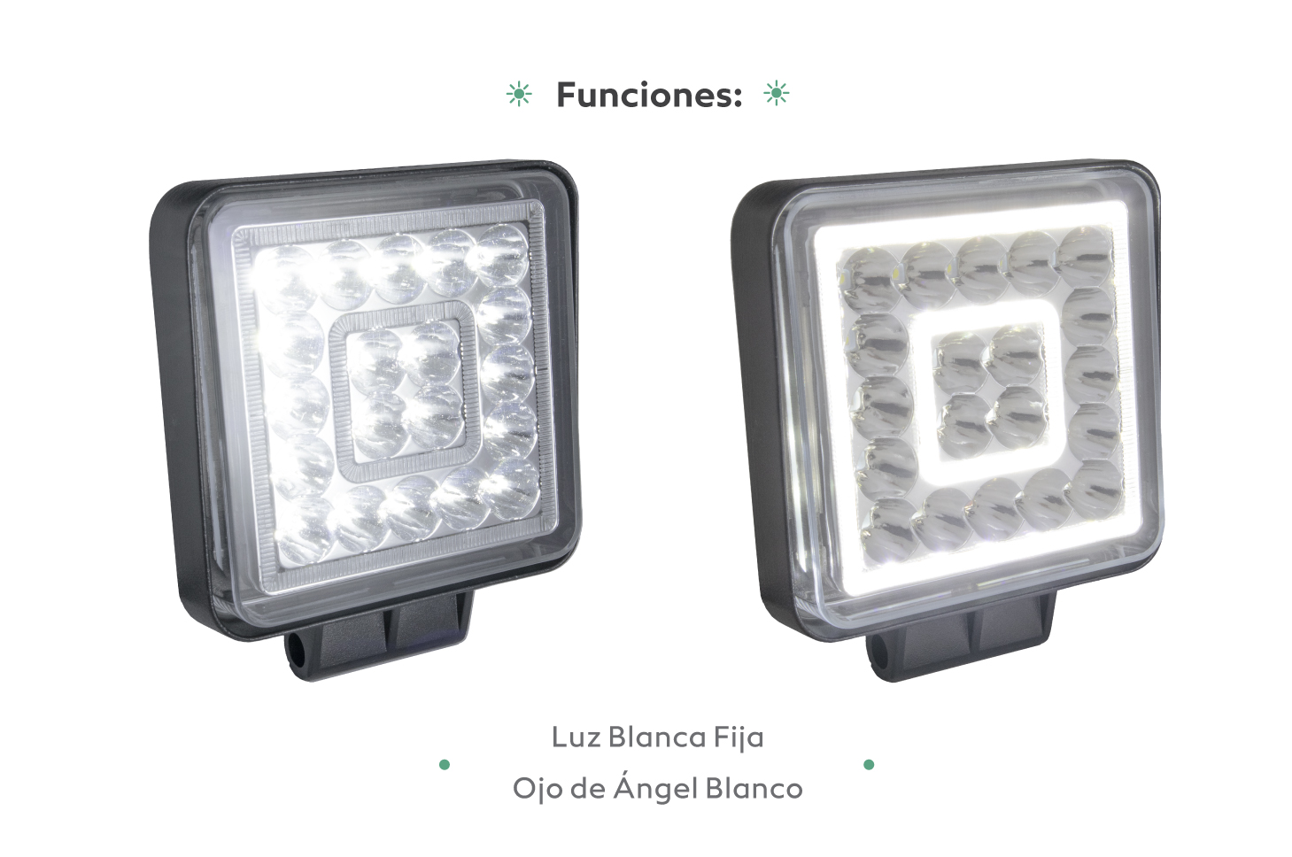 Faro reversero en par 4 pulgadas  luz blanca  ojo blanco 20 hiper led