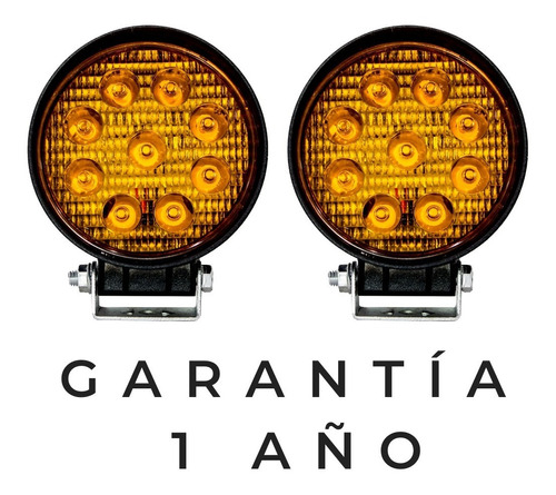 Par Faro Led Redondo 4 Pulgadas 9 Led Luz Ambar Delantero Con Base Anti Niebla