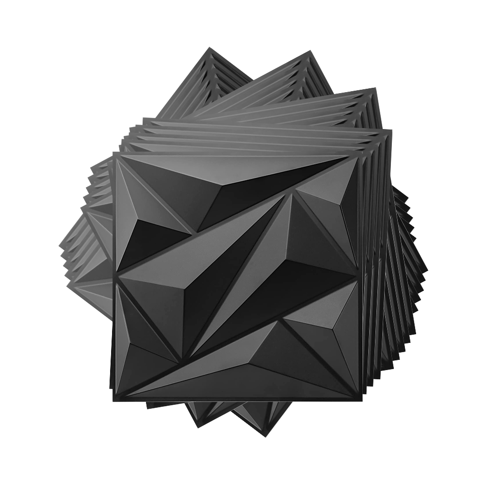 Panel Decorativo 3d Impermeable Interiorart 5m² Diseño Triangular Color Negro.
