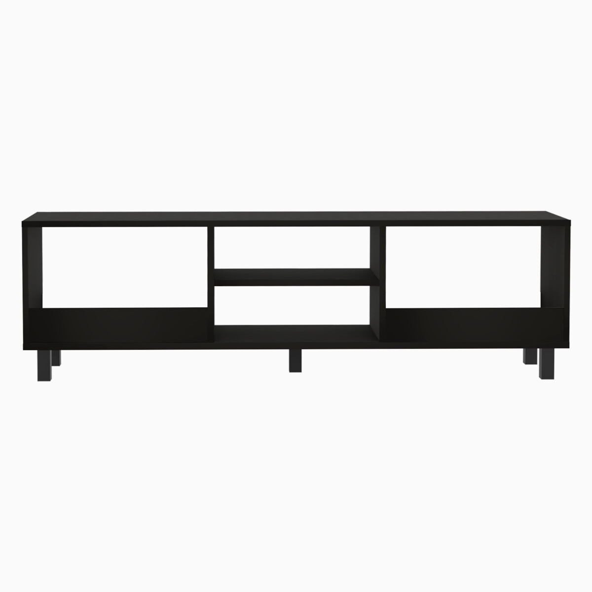 MUEBLE DE TV ARMABLE TIPO RACK PARA PANTALLA DE 60" CON ENTREPAÑOS PARA BOCINAS O CONSOLAS DE VIDEOJUEGO MODELO TUNEZ