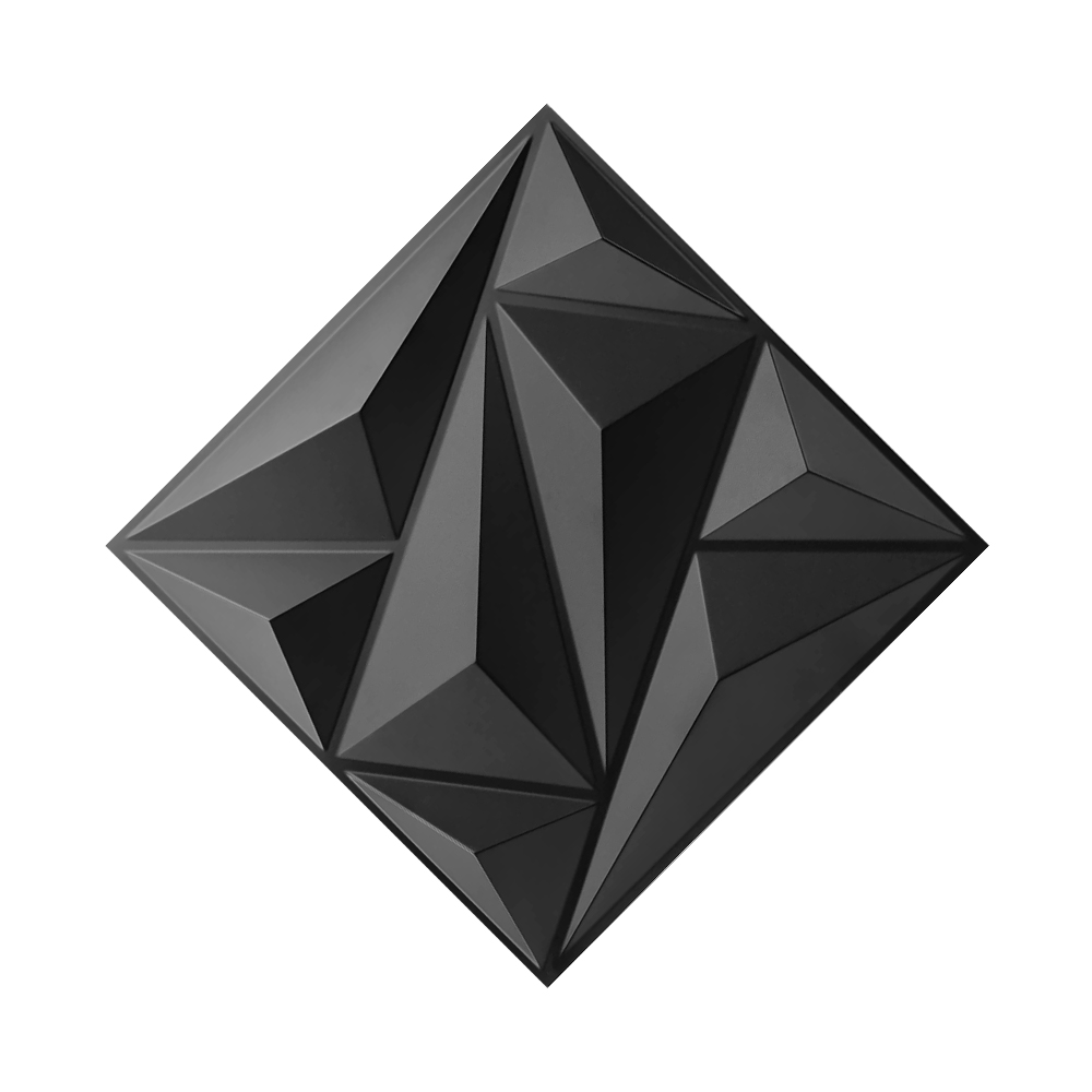 Panel Decorativo 3d Impermeable Interiorart 5m² Diseño Triangular Color Negro.