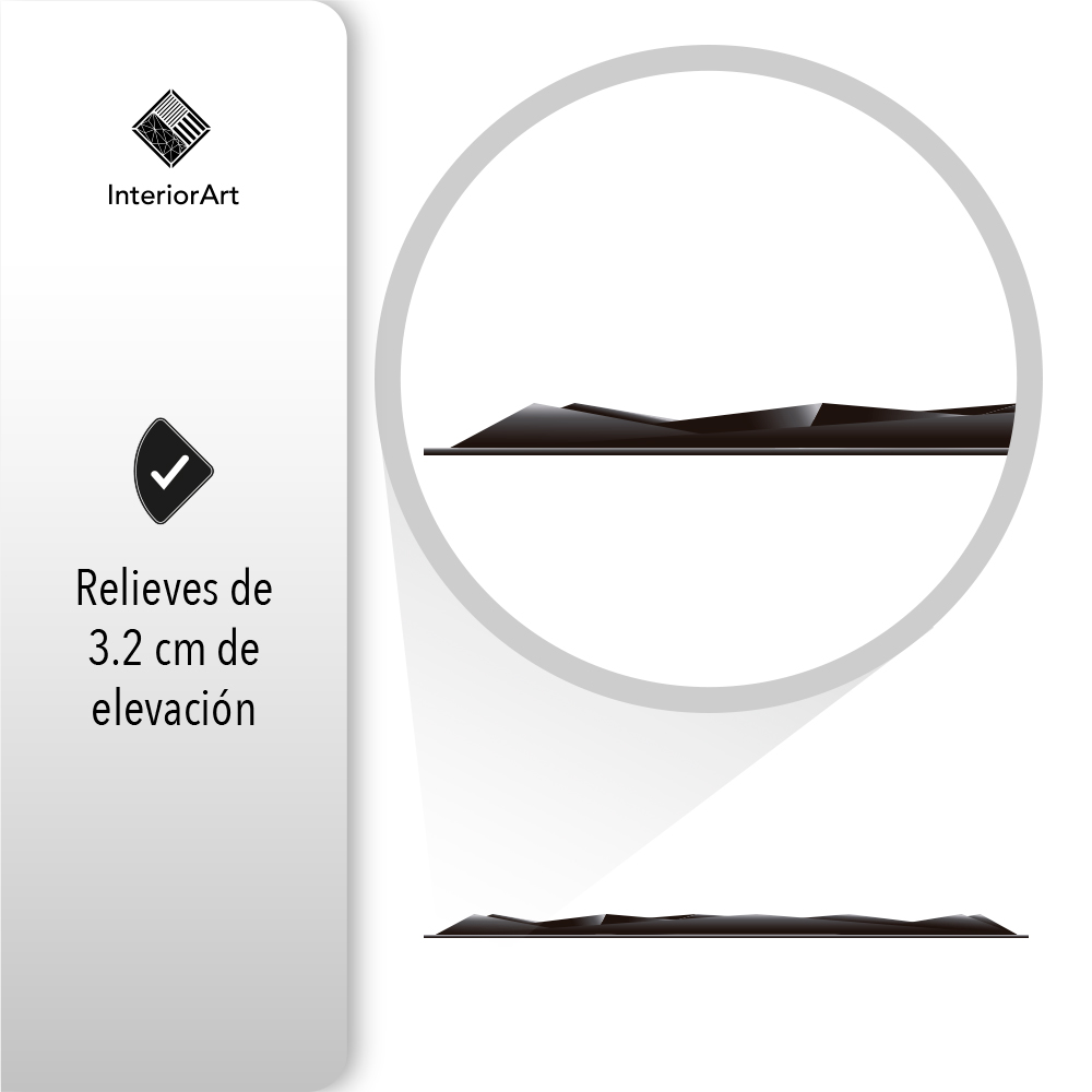 Panel Decorativo 3d Impermeable Interiorart 5m² Diseño Triangular Color Negro.