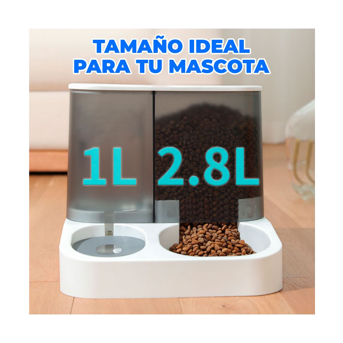 Dispensador Automatico De Agua y Croquetas Para Mascotas Blanco.