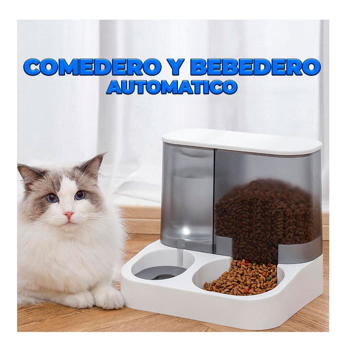 Dispensador Automatico De Agua y Croquetas Para Mascotas Blanco.