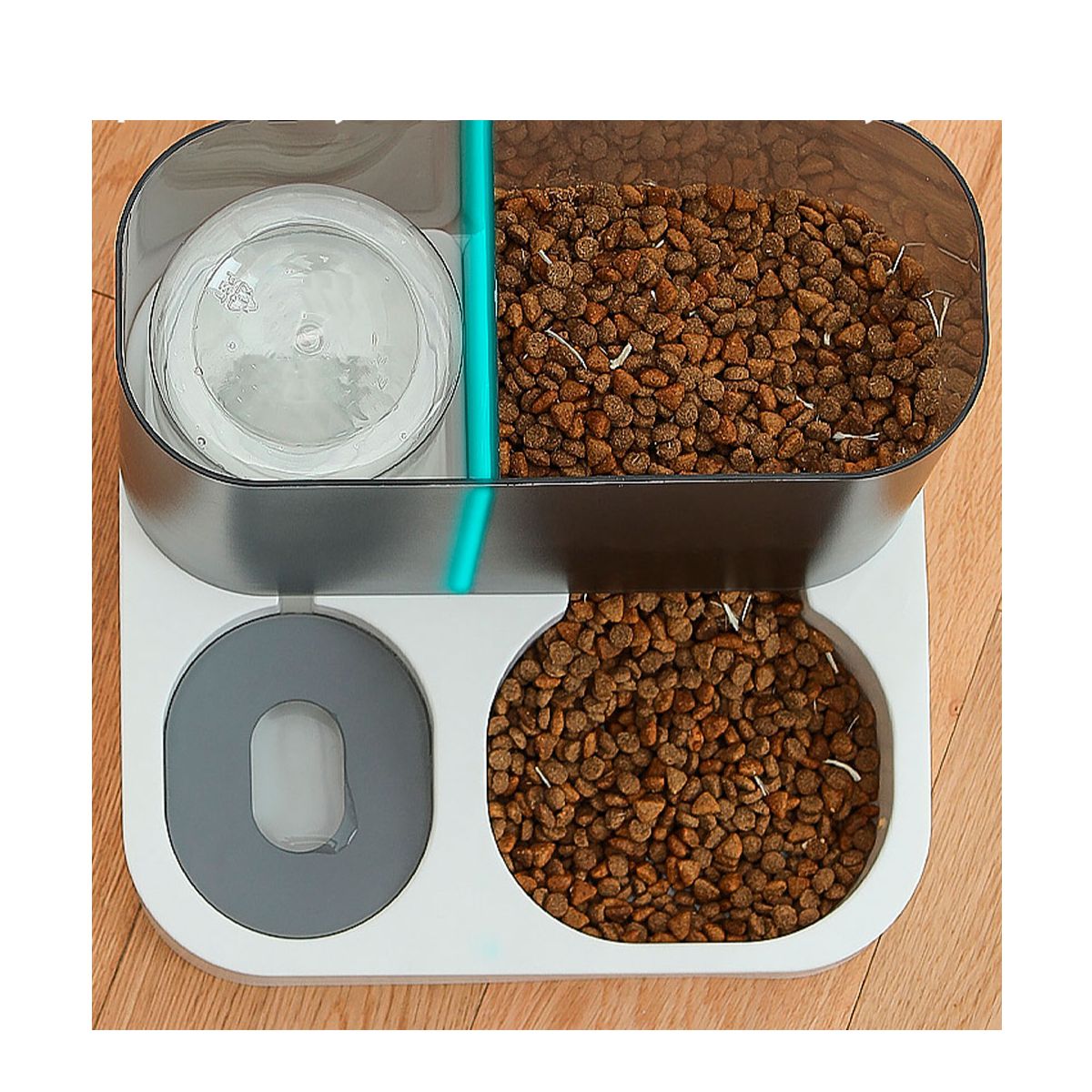 Dispensador Automatico De Agua y Croquetas Para Mascotas Blanco.