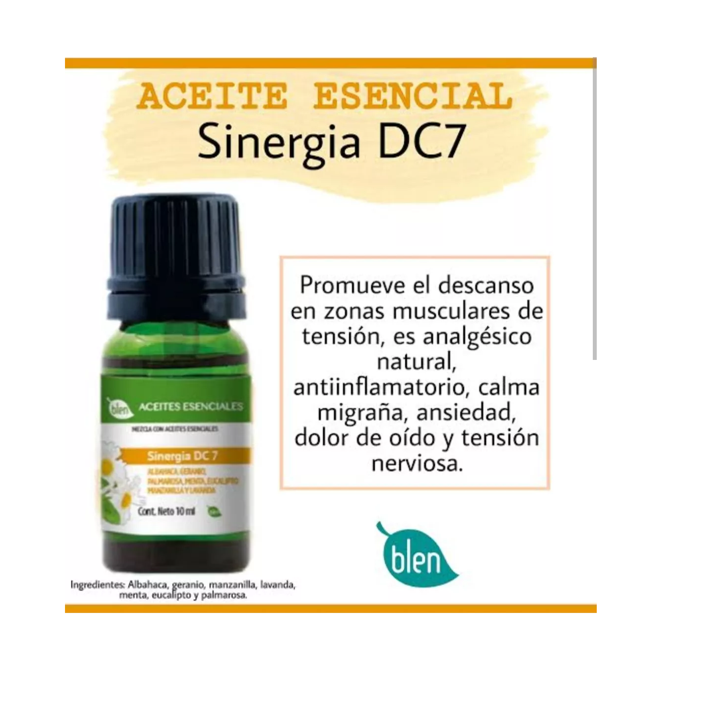 Blen Aceite Esencial Sinergia DC 7 Frasco10 De Ml.