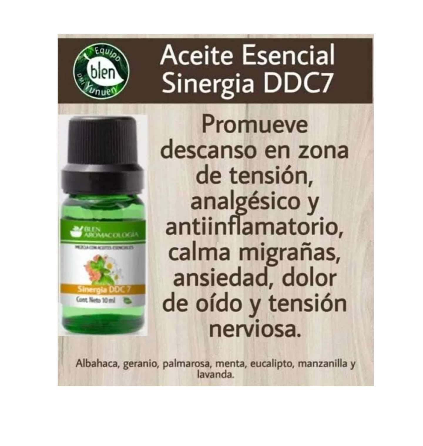 Blen Aceite Esencial Sinergia DC 7 Frasco10 De Ml.