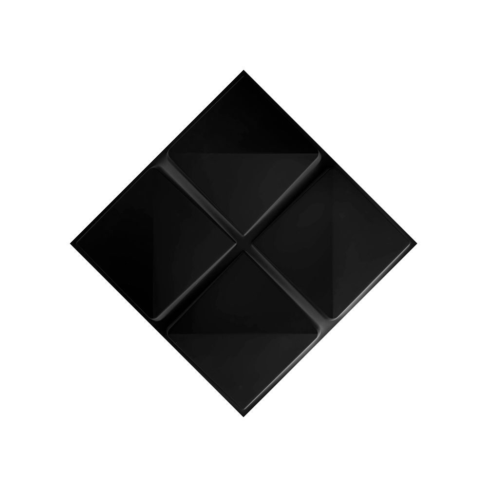 Panel Decorativo 3d Impermeable Interiorart 5m² Diseño Cuadrado Color Negro