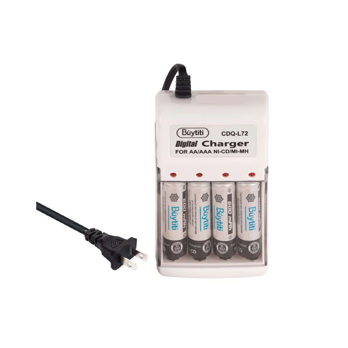 Cargador de Baterias AA y AAA con 4 pilas AA Blanco.
