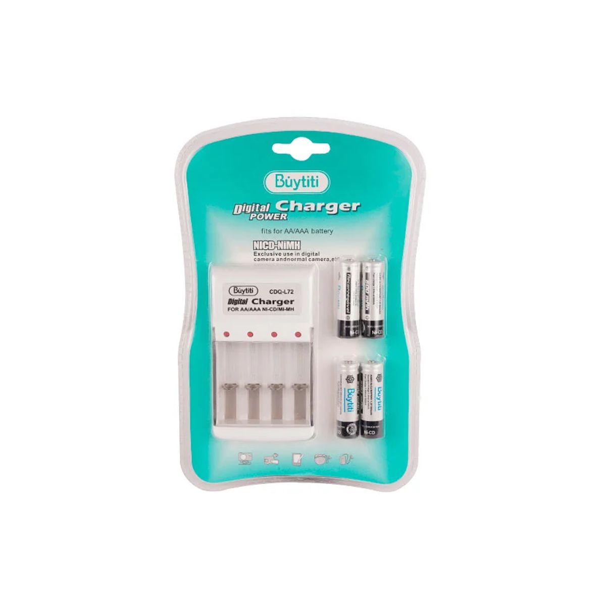 Cargador de Baterias AA y AAA con 4 pilas AA Blanco.