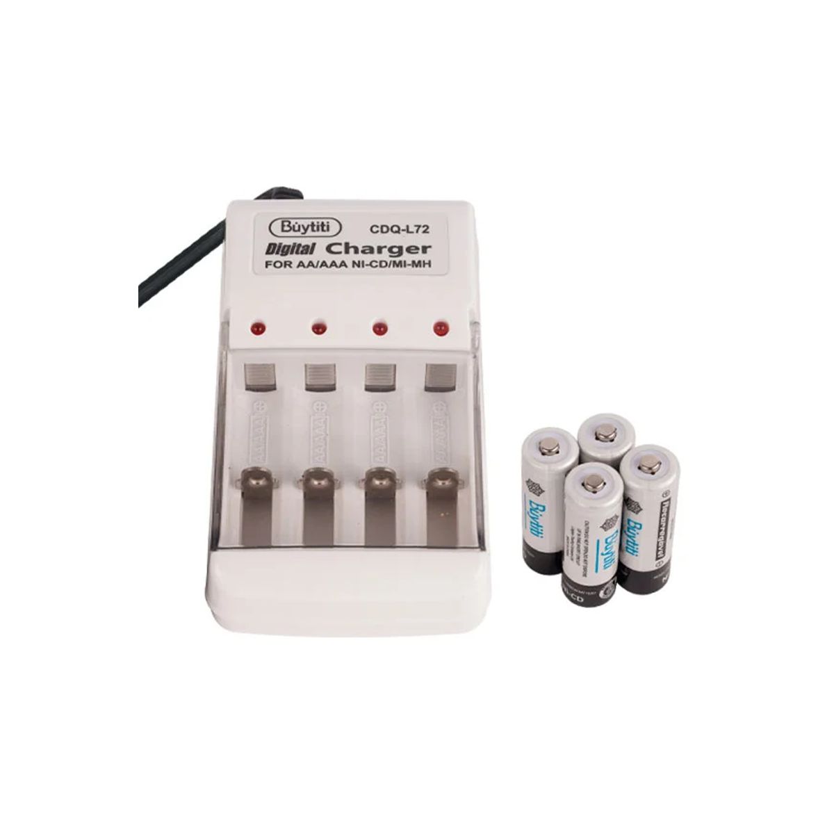 Cargador de Baterias AA y AAA con 4 pilas AA Blanco.