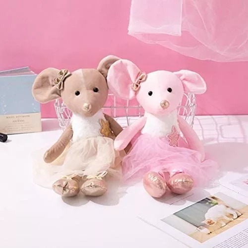 Peluche Suave Ratoncita Rosa Princesa Vestida De Bailarina Regalo.