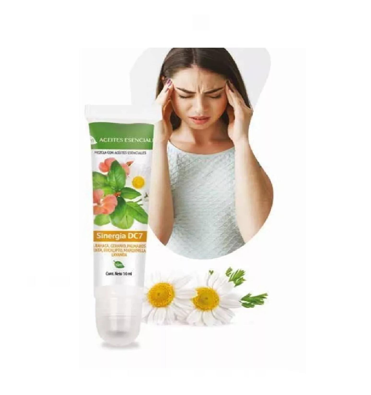 Blen Sinergia DC7 Roll On Mezcla Aceites Esenciales Dolor de Cabeza, Migraña, Stress