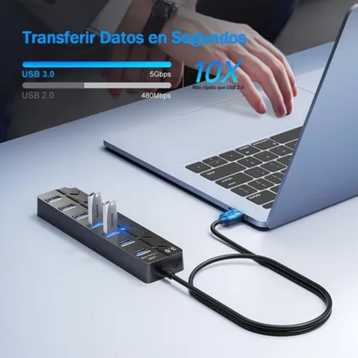 Hub Usb Con 7 Puertos Usb 3.0 Multicontacto
