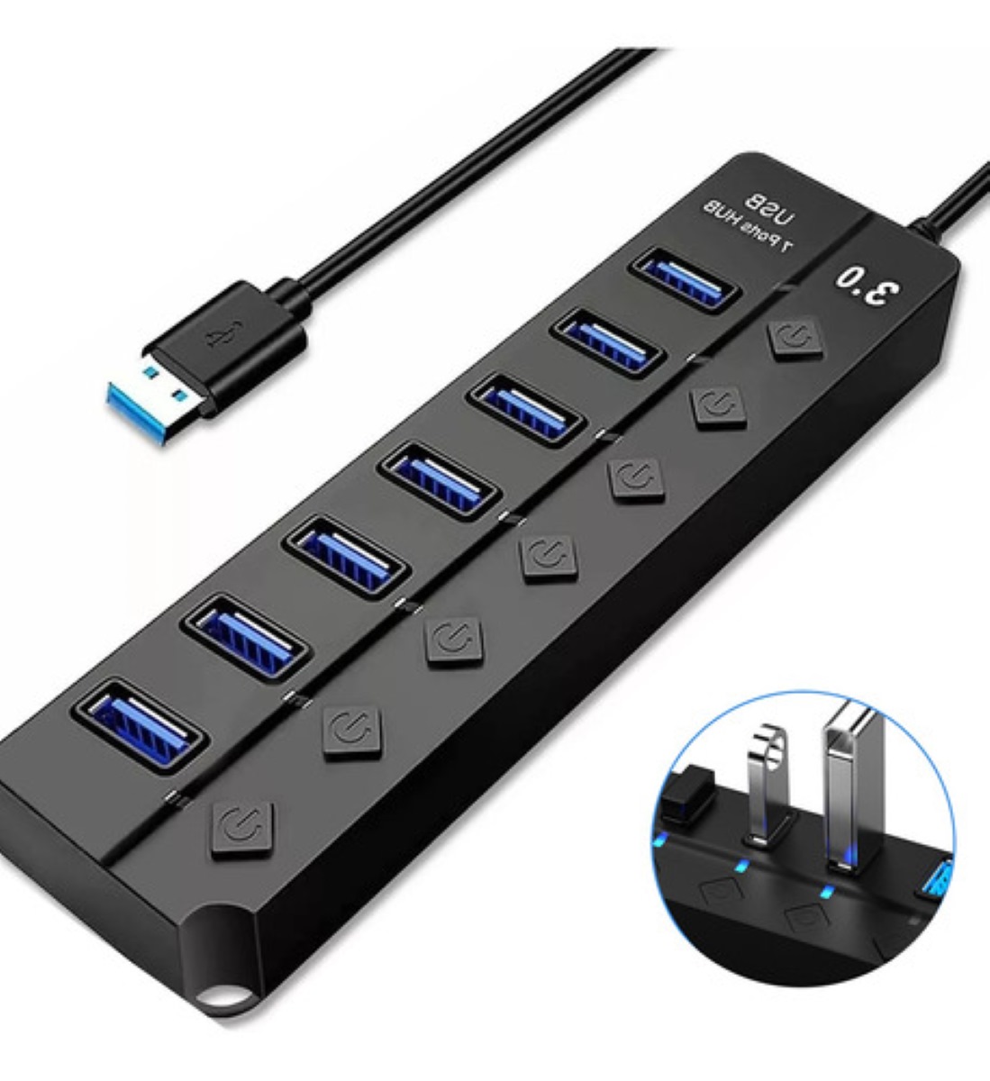 Hub Usb Con 7 Puertos Usb 3.0 Multicontacto