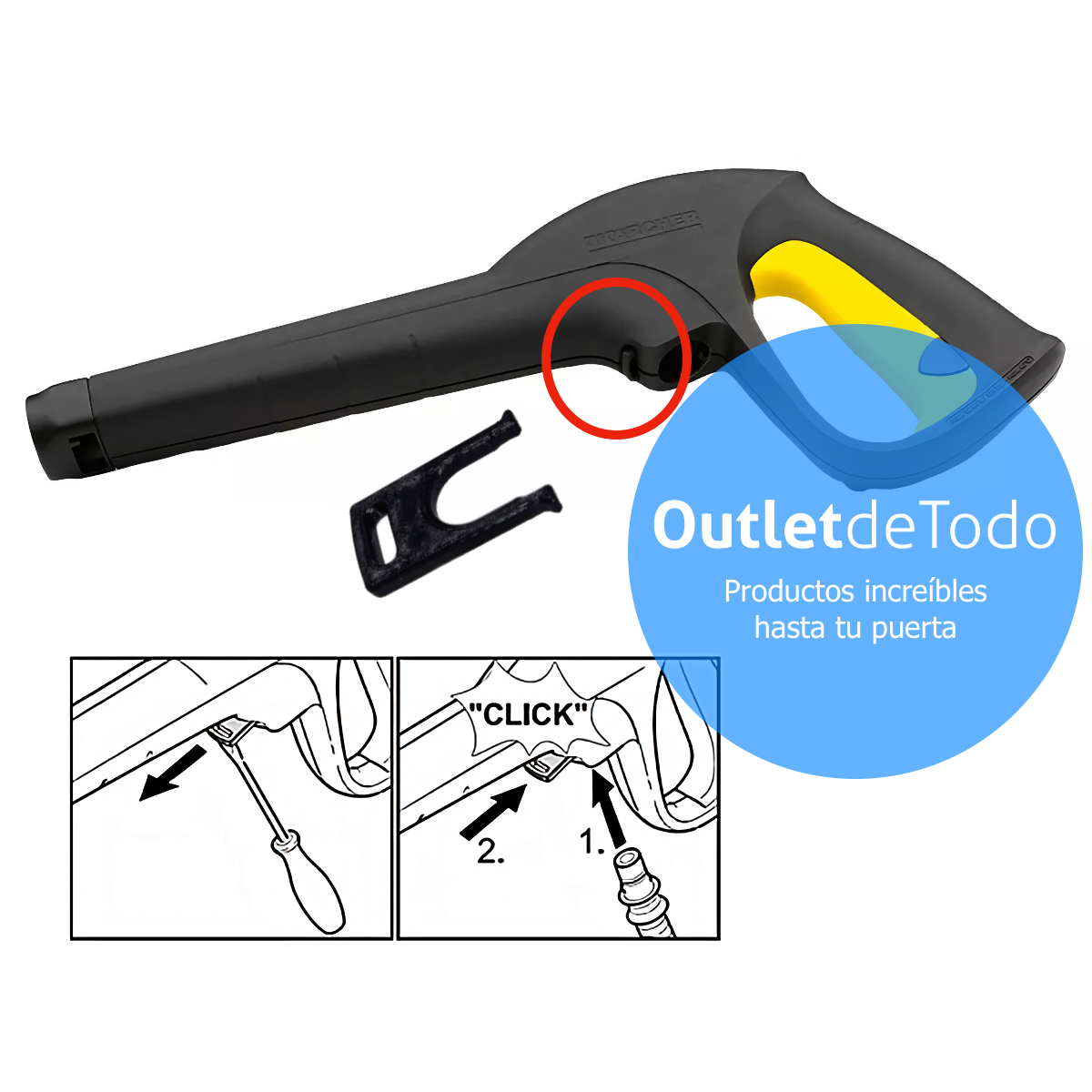 SEGURO CLIP ABRAZADERA U PARA PISTOLA HIDROLAVADORA KARCHER K2 (SET DE 2)