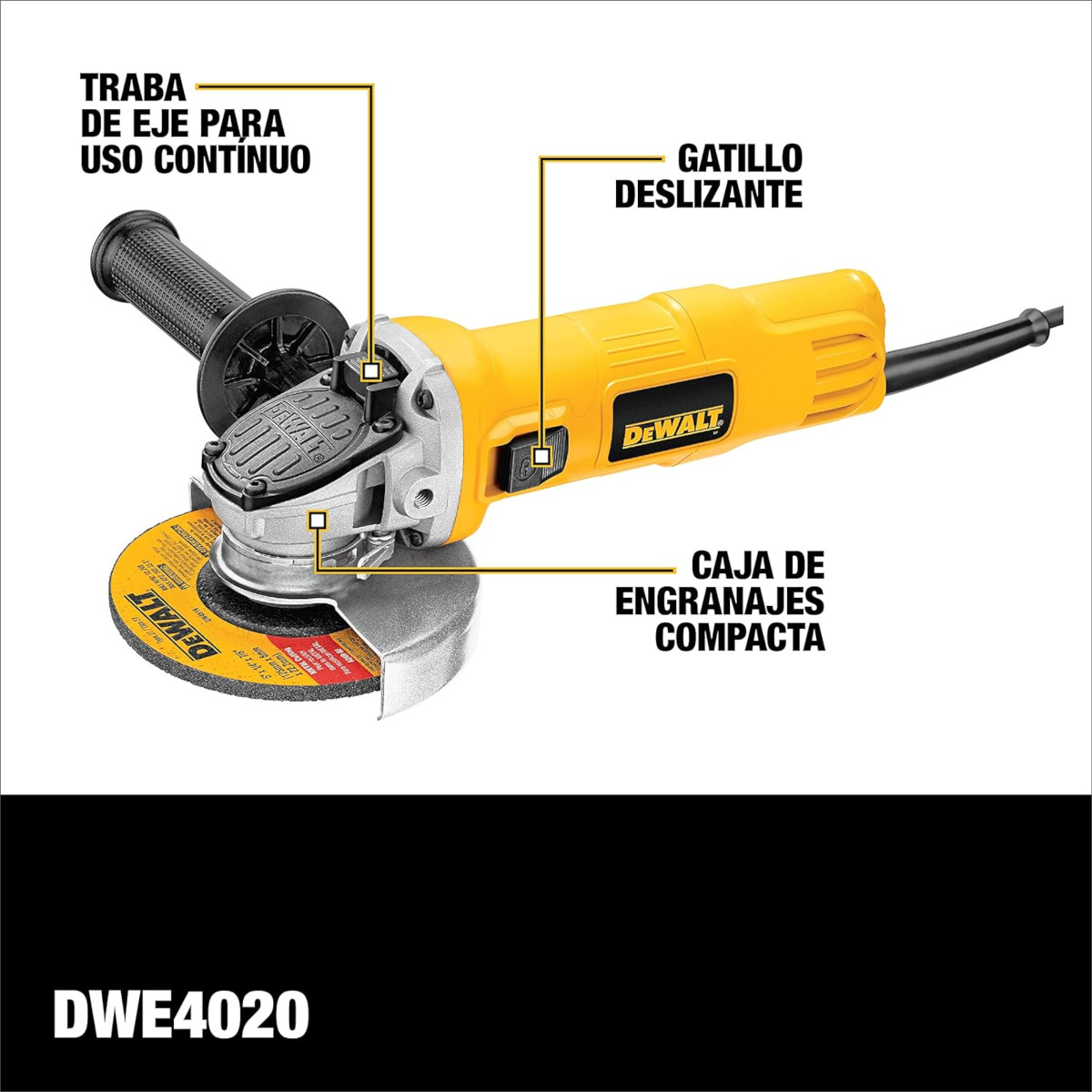 Esmerilador Angular DeWALT 4-1/2" 800W DWE4020-B3 1200(rpm).