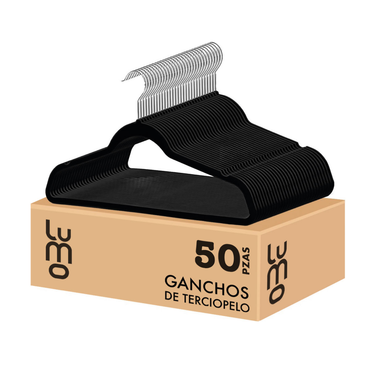 Set de 50 Ganchos Perchas Terciopelo Velvet Premium.