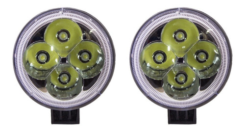 Par Faro Led Redondo 4 Led 3 Pulgadas Luz Blanco Anti Niebla Auxiliar Delantero Para Moto