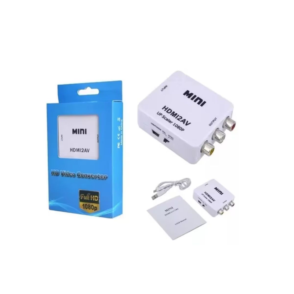 Convertidor Adaptador de Audio y Video RCA a HDMI 1080p.