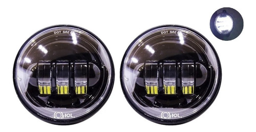 Par Faro Led Redondo 4 Pulgadas Luz Blanco Lupa Auxiliar Delantero Anti Niebla